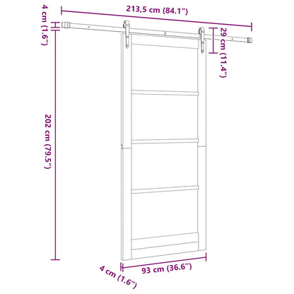 Schiebetür Manuell Weiß 93 x 211 cm Holz und Metall