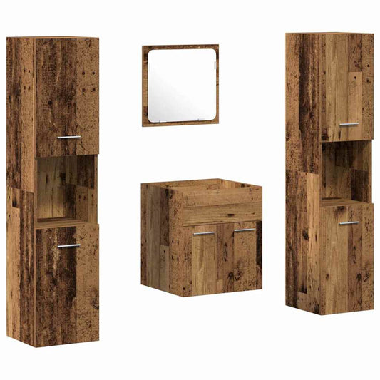 Badezimmermöbel Set mit Tür 4 pcs Altholz 41 x 38.5 x 46 cm