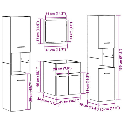 Badezimmermöbel Set mit Tür 4 pcs Altholz 41 x 38.5 x 46 cm