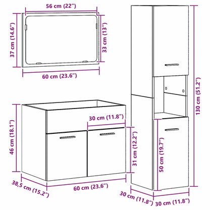 Badezimmer Möbel Set mit Tür 3 pcs Altholz 60 x 38.5 x 46 cm