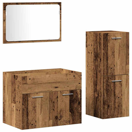 Badezimmermöbel Set mit Tür 3 pcs Altholz 60 x 38.5 x 46 cm