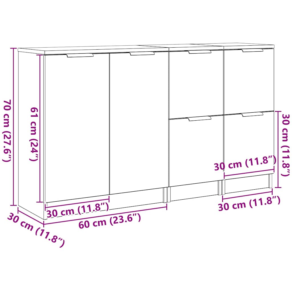 Sideboard Schwarze Eiche 180 x 30 x 70 cm Holzwerkstoff