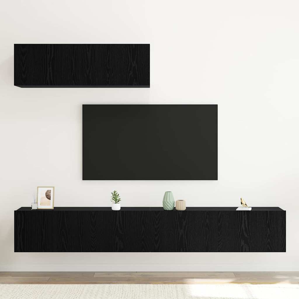 TV-Schranksystem 3 pcs Schwarze Eiche 200 x 30 x 30 cm