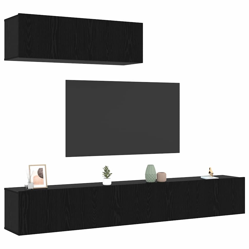 TV-Schranksystem 3 pcs Schwarze Eiche 200 x 30 x 30 cm