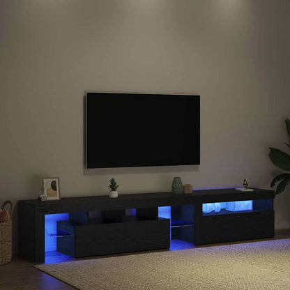 TV Schränke 2 Stück mit LED Lichtern Schwarz Eiche Holzwerkstoff
