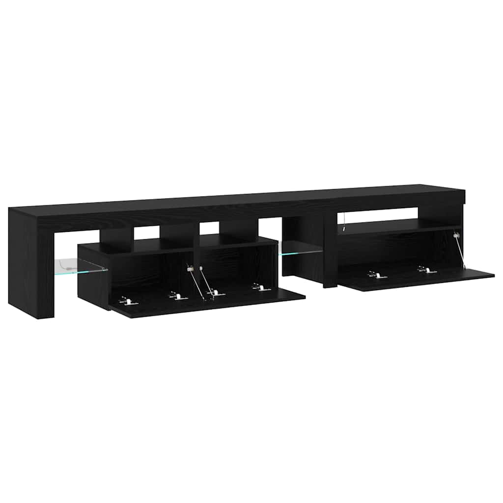 TV Schränke 2 Stück mit LED Lichtern Schwarz Eiche Holzwerkstoff