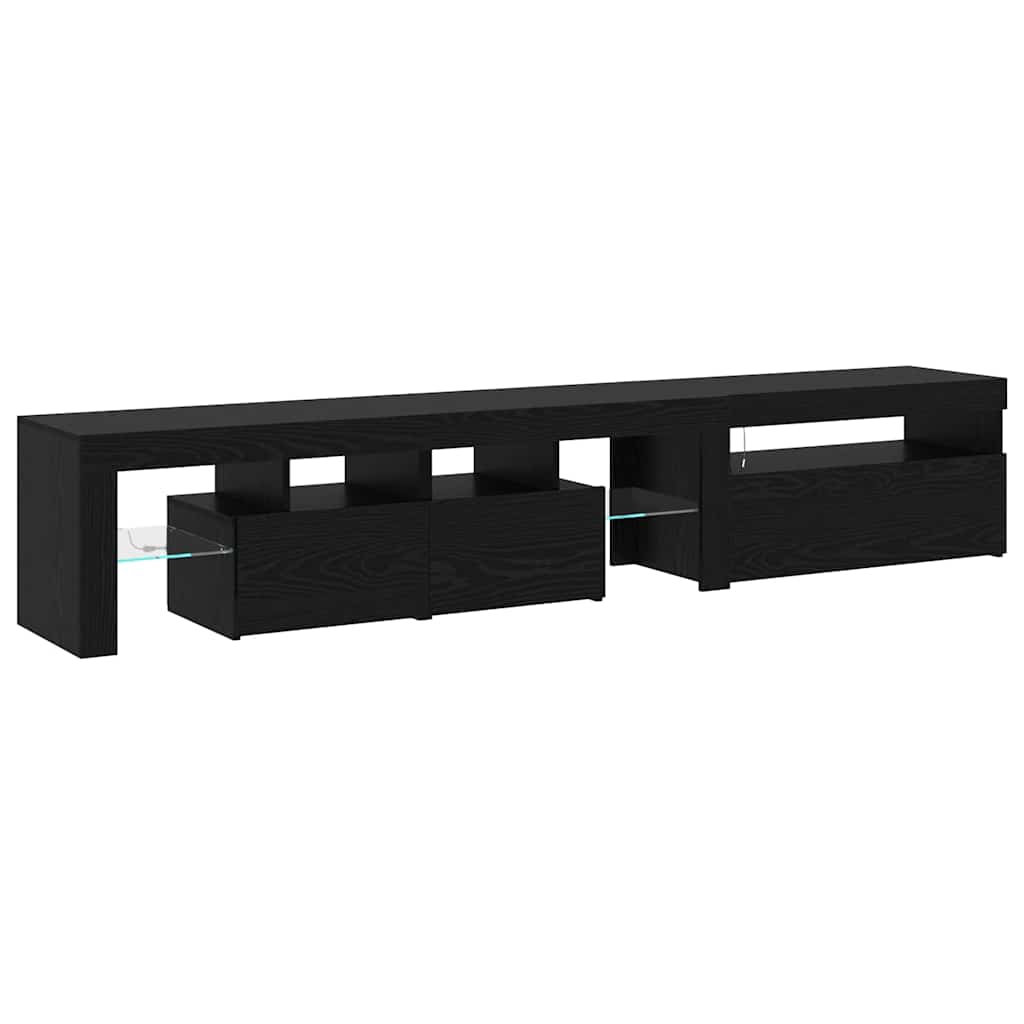 TV Schränke 2 Stück mit LED Lichtern Schwarz Eiche Holzwerkstoff
