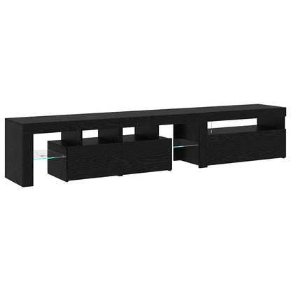 TV Schränke 2 Stück mit LED Lichtern Schwarz Eiche Holzwerkstoff