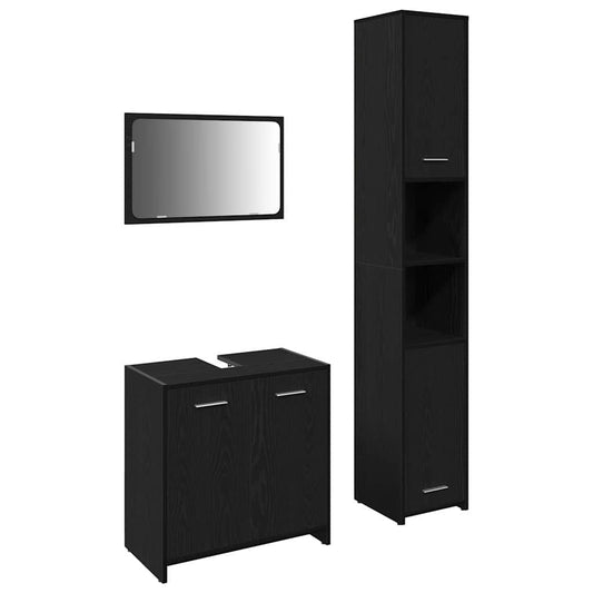 Badezimmermöbel mit Tür 3 pcs Schwarze Eiche 30 x 30 x 183,5 cm
