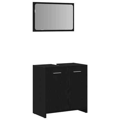 Badezimmermöbel mit Tür 3 pcs Schwarze Eiche 30 x 30 x 183,5 cm