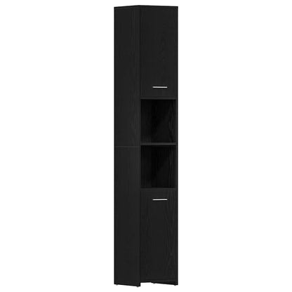 Badezimmermöbel mit Tür 3 pcs Schwarze Eiche 30 x 30 x 183,5 cm