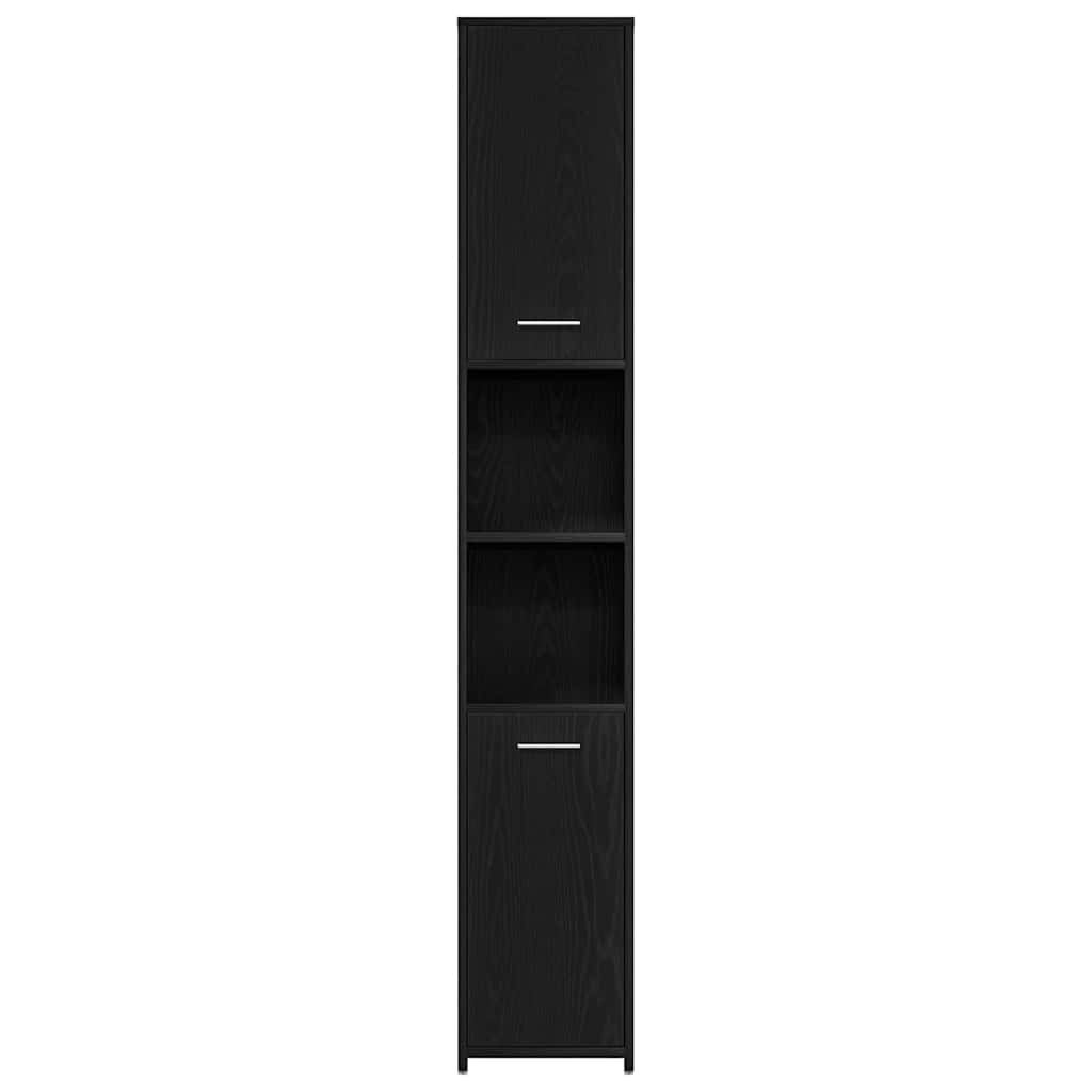 Badezimmermöbel mit Tür 3 pcs Schwarze Eiche 30 x 30 x 183,5 cm