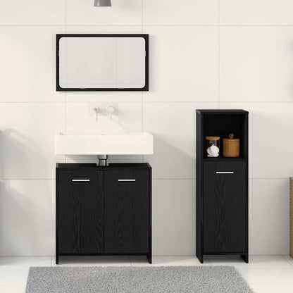 Badezimmermöbelset 3 pcs Schwarz Eichen-Optik 60 x 33 x 60 cm