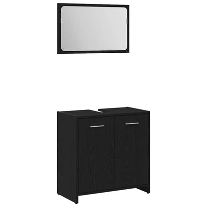 Badezimmermöbelset 3 pcs Schwarz Eichen-Optik 60 x 33 x 60 cm