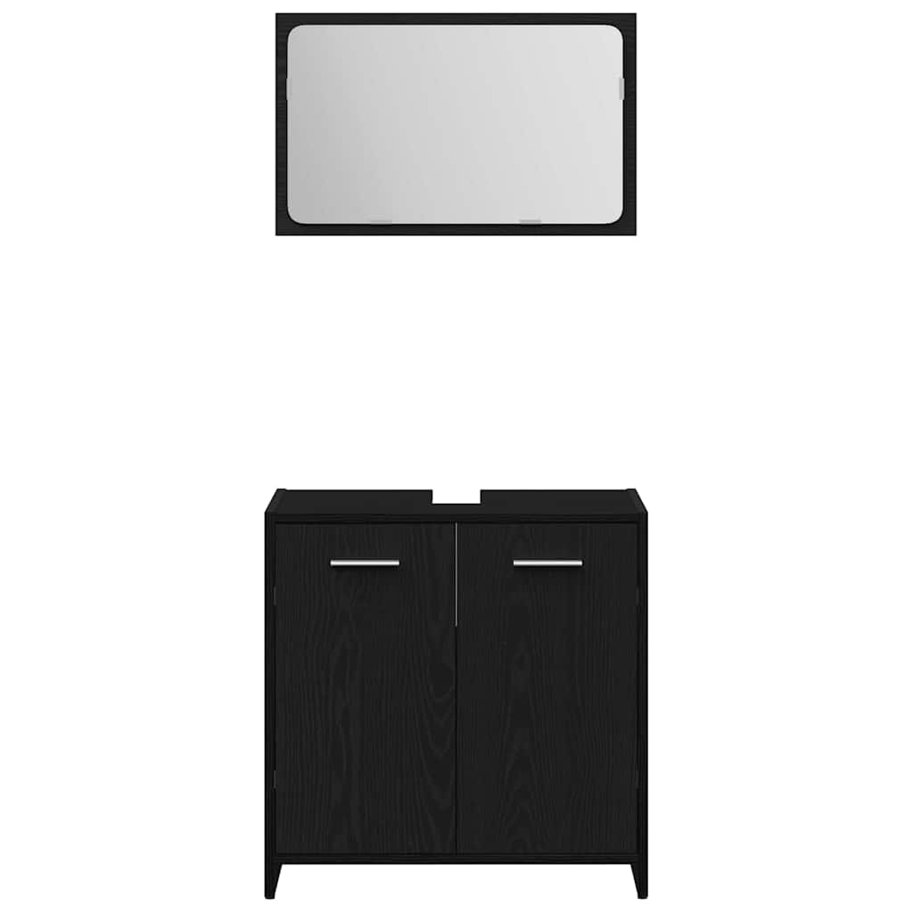 Badezimmermöbelset 3 pcs Schwarz Eichen-Optik 60 x 33 x 60 cm