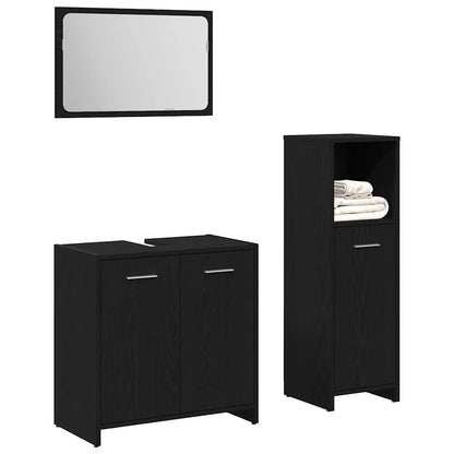 Badezimmermöbelset 3 pcs Schwarz Eichen-Optik 60 x 33 x 60 cm