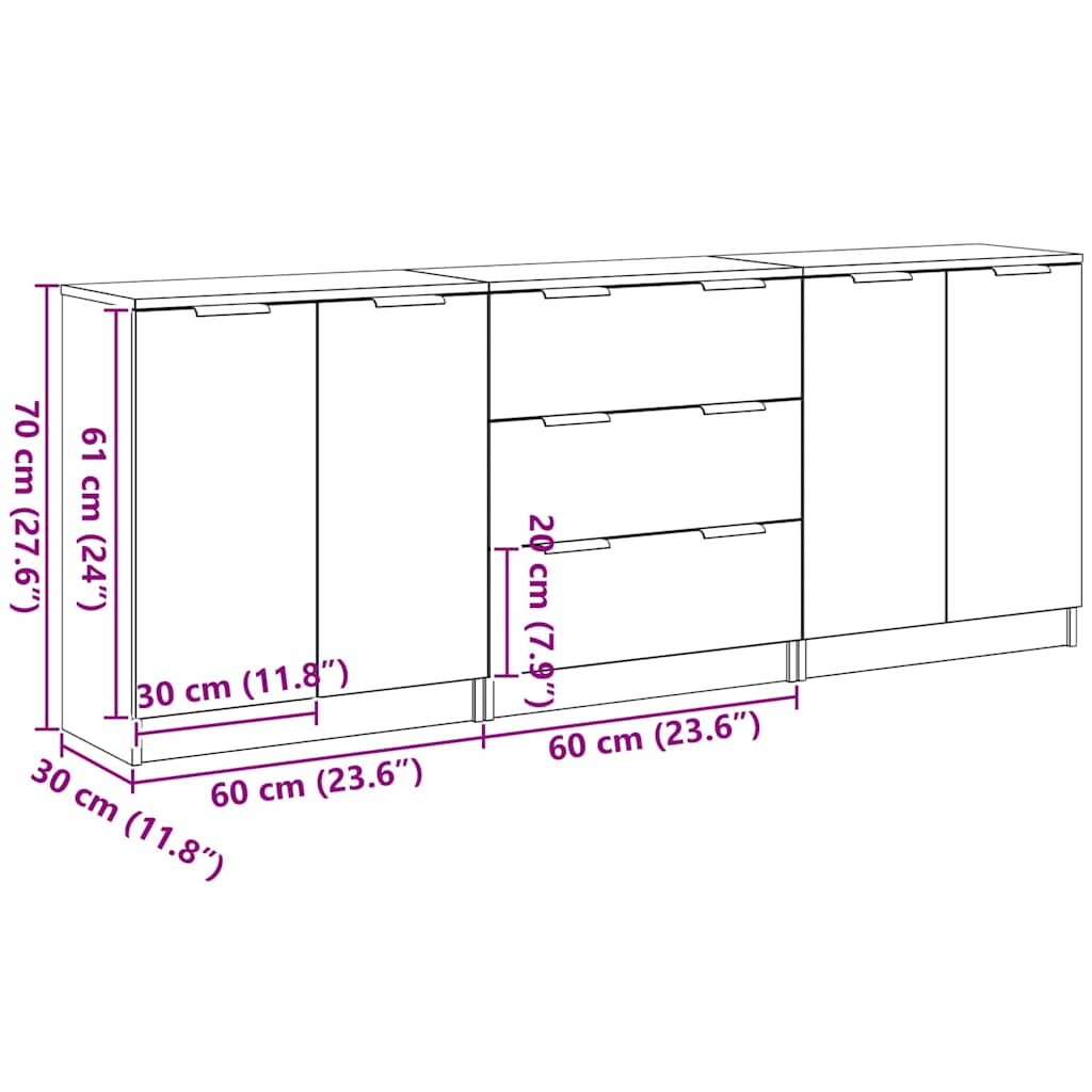 Sideboard Schwarze Eiche 180 x 30 x 70 cm Holzwerkstoff