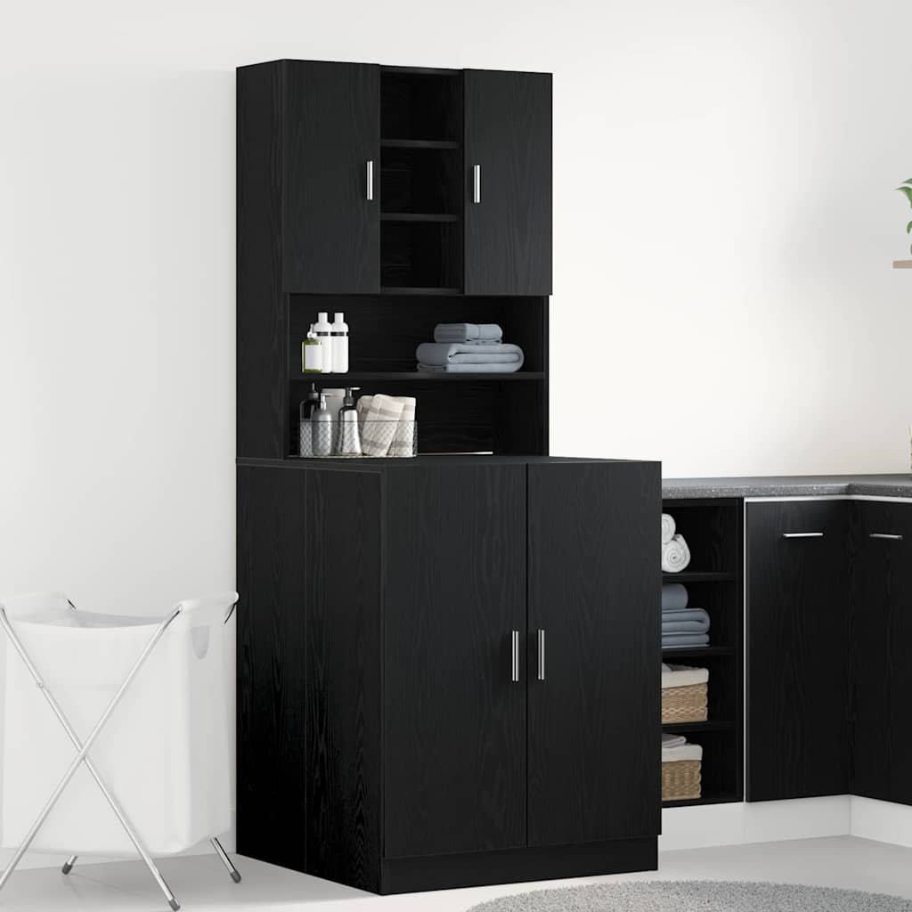Waschmaschinenschrank 2 pcs Schwarze Eiche