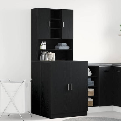 Waschmaschinenschrank 2 pcs Schwarze Eiche