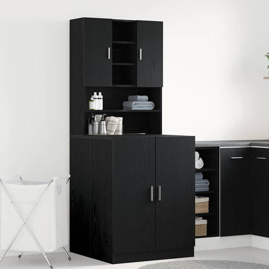 Waschmaschinenschrank 2 pcs Schwarze Eiche