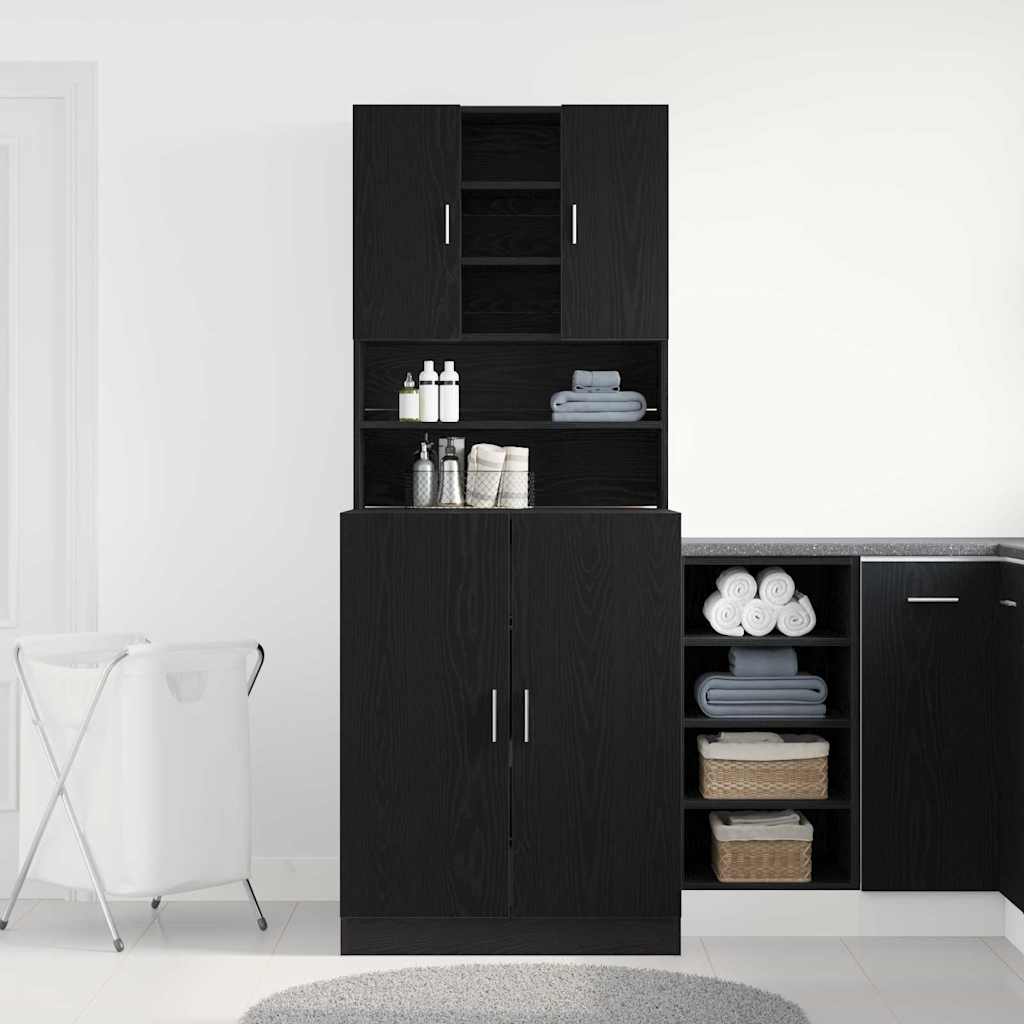 Waschmaschinenschrank 2 pcs Schwarze Eiche