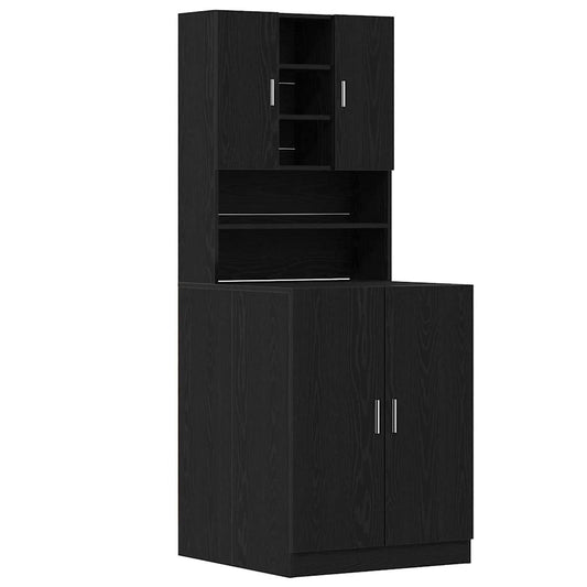 Waschmaschinenschrank 2 pcs Schwarze Eiche
