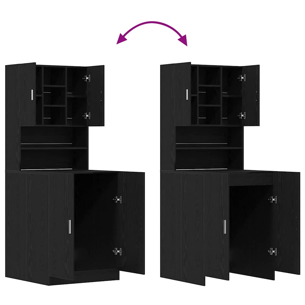 Waschmaschinenschrank 2 pcs Schwarze Eiche