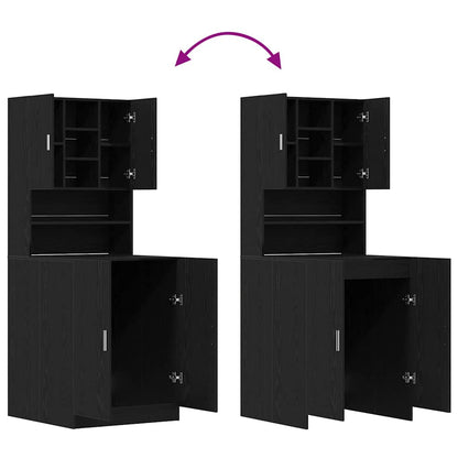 Waschmaschinenschrank 2 pcs Schwarze Eiche
