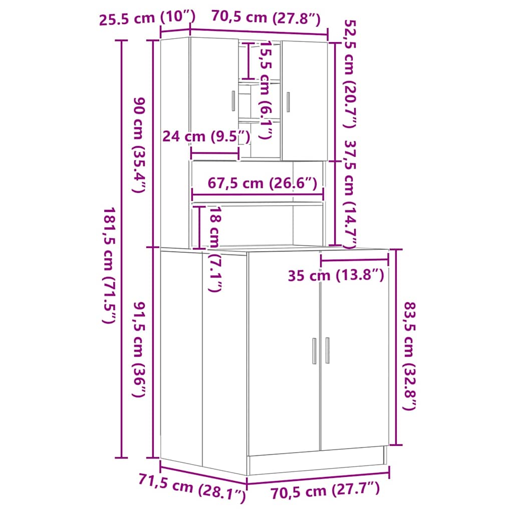 Waschmaschinenschrank 2 pcs Schwarze Eiche