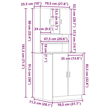Waschmaschinenschrank 2 pcs Schwarze Eiche