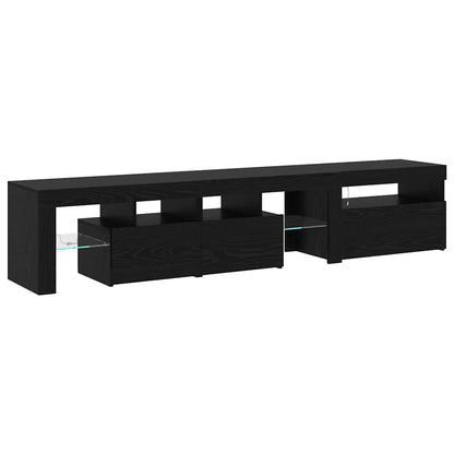 TV-Schränke 2 Stück mit LED-Lichtern Schwarz Eiche Holzwerkstoff