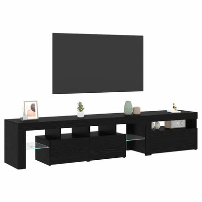 TV-Schränke 2 Stück mit LED-Lichtern Schwarz Eiche Holzwerkstoff