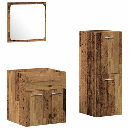 Badezimmermöbel Set mit Tür 3 pcs Altholz 41 x 38.5 x 46 cm