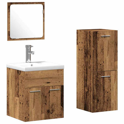 Badezimmermöbel Set mit Tür 3 pcs Altholz 41 x 38.5 x 46 cm