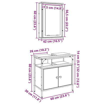 Badezimmermöbel Set 2 pcs Braun 60 x 30 x 60 cm Holzwerkstoff