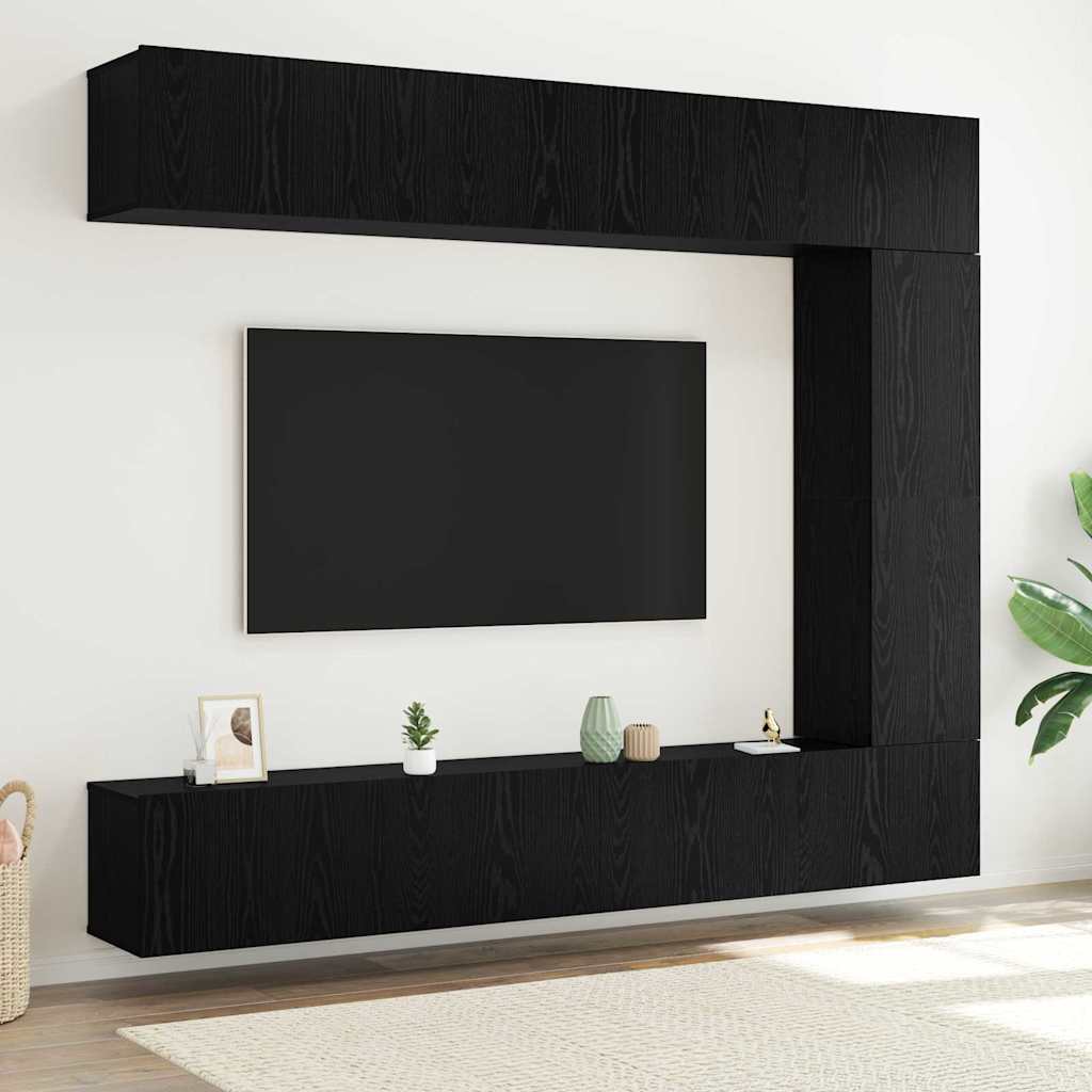 TV-Möbel-Set Wandmontiert 5 pcs Schwarze Eiche 100 x 30 x 30 cm