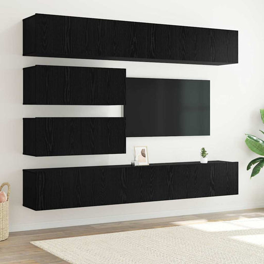 TV-Möbel-Set Wandmontiert 6 pcs Schwarze Eiche 100 x 30 x 30 cm