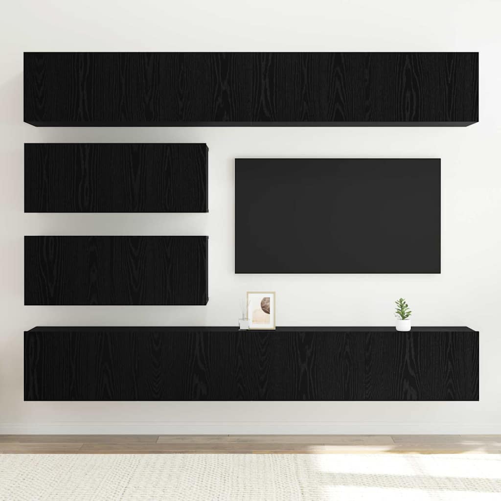 TV-Möbel-Set Wandmontiert 6 pcs Schwarze Eiche 100 x 30 x 30 cm