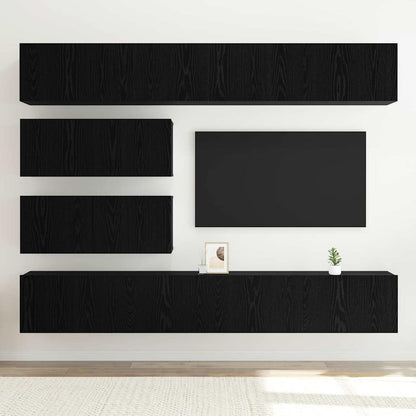 TV-Möbel-Set Wandmontiert 6 pcs Schwarze Eiche 100 x 30 x 30 cm