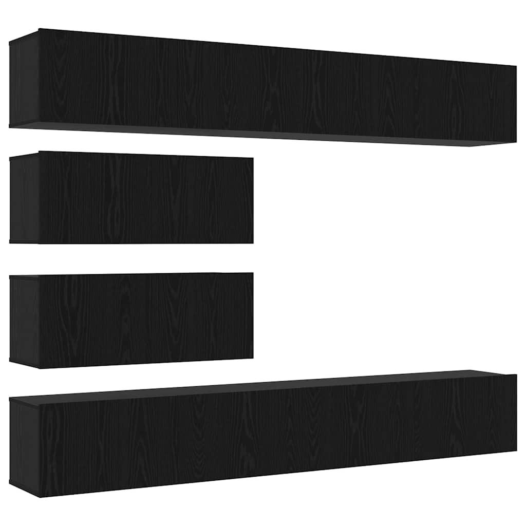 TV-Möbel-Set Wandmontiert 6 pcs Schwarze Eiche 100 x 30 x 30 cm
