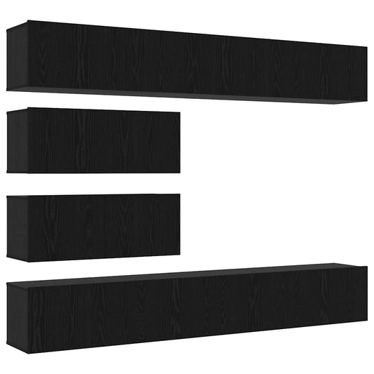 TV-Möbel-Set Wandmontiert 6 pcs Schwarze Eiche 100 x 30 x 30 cm
