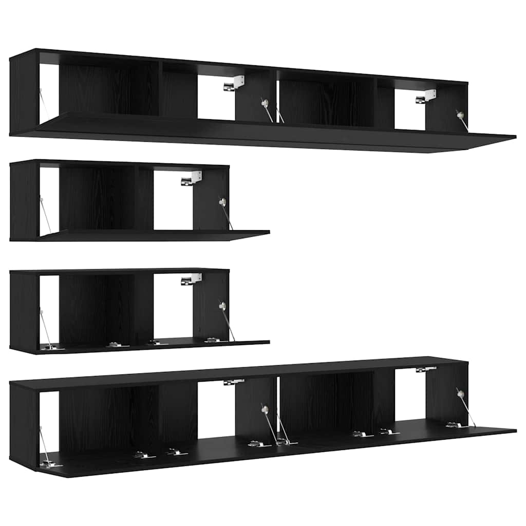 TV-Möbel-Set Wandmontiert 6 pcs Schwarze Eiche 100 x 30 x 30 cm
