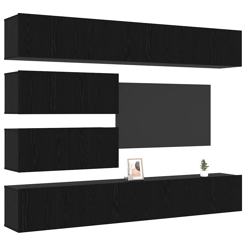 TV-Möbel-Set Wandmontiert 6 pcs Schwarze Eiche 100 x 30 x 30 cm