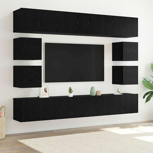 TV-Möbel-Set Wandmontiert 8 pcs Schwarze Eiche 100 x 30 x 30 cm