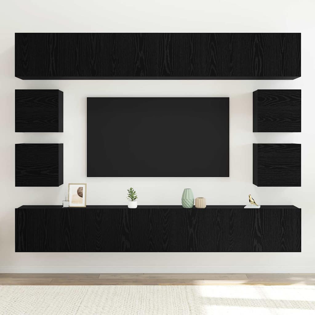 TV-Möbel-Set Wandmontiert 8 pcs Schwarze Eiche 100 x 30 x 30 cm