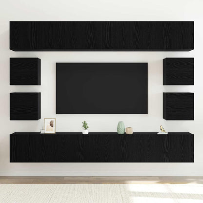 TV-Möbel-Set Wandmontiert 8 pcs Schwarze Eiche 100 x 30 x 30 cm