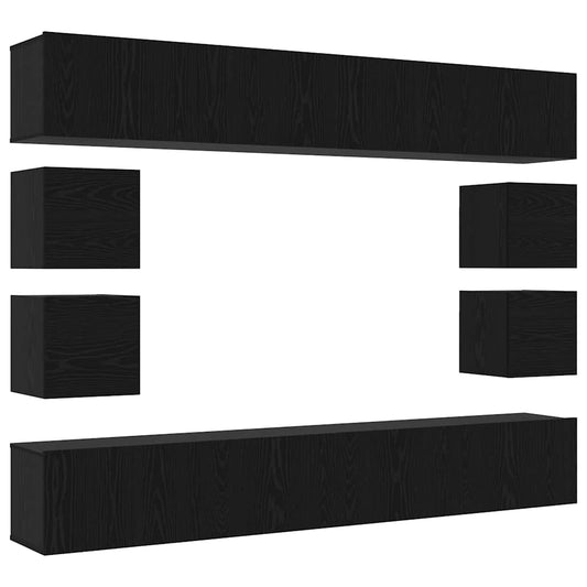 TV-Möbel-Set Wandmontiert 8 pcs Schwarze Eiche 100 x 30 x 30 cm