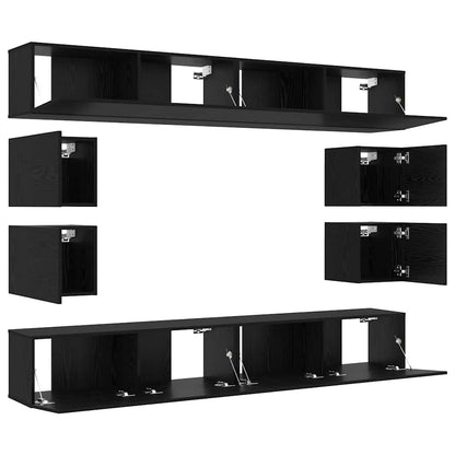 TV-Möbel-Set Wandmontiert 8 pcs Schwarze Eiche 100 x 30 x 30 cm