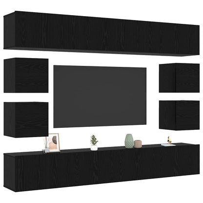 TV-Möbel-Set Wandmontiert 8 pcs Schwarze Eiche 100 x 30 x 30 cm