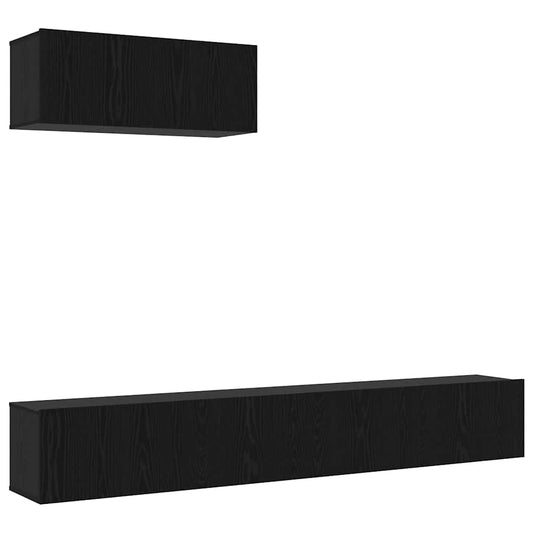 3-teiliges TV-Schrank-Set, wandmontiert, aus schwarzem Eichenfurnier